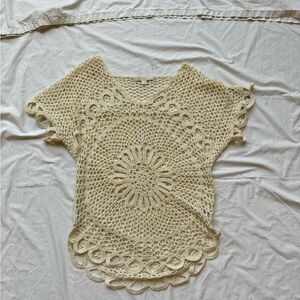 Cream White Floral Crochet mermaid top / Beach Cover up